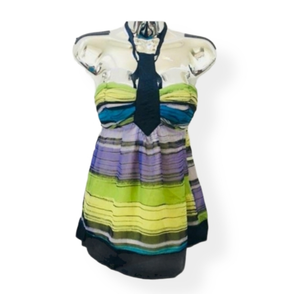 Bebe colorful Sexy Silk Halter Sz S